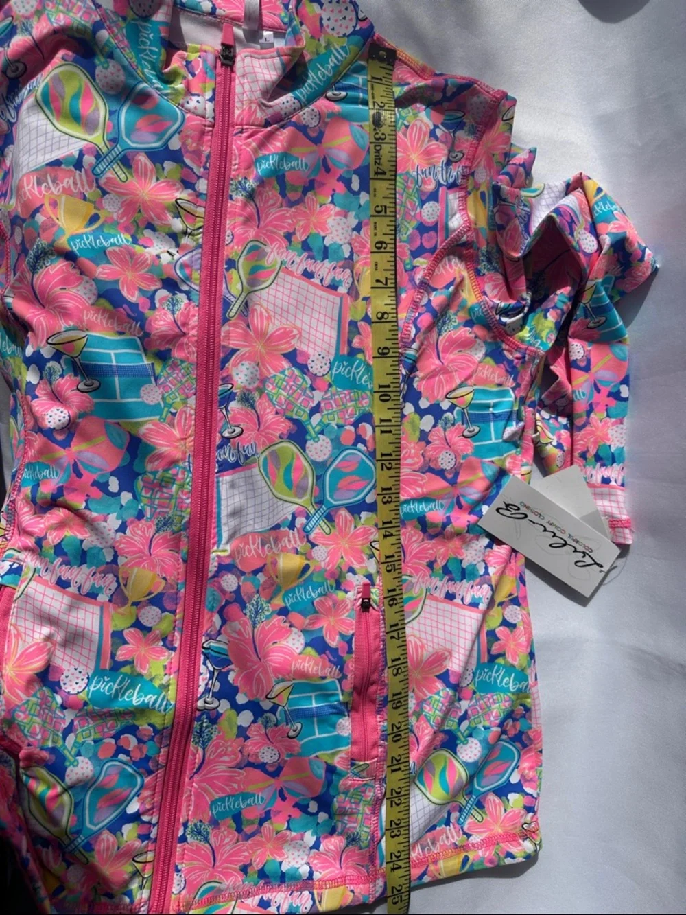 Lulu B Pickleball Print Zip Up Jacket Large UPF 50+ Sun ProtectionLong Sleeve